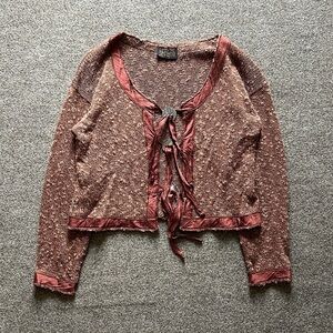 Vintage Y2K Hot Knots Hand Made Cardigan Sweater Renaissance Cottage Fairy Core